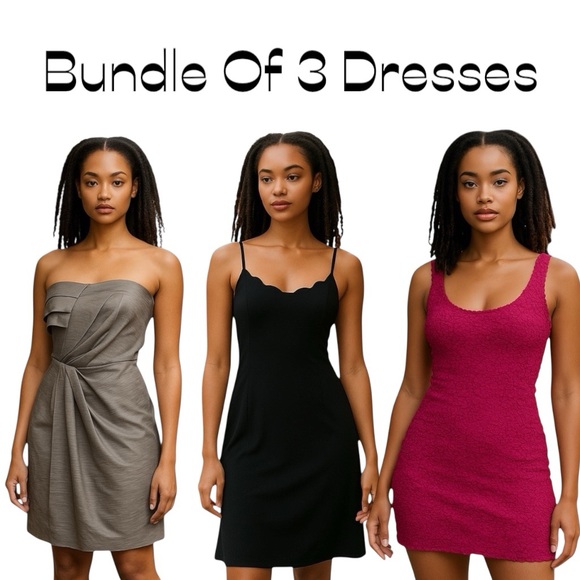 Dress Bundle Lot Of 3 Size M BodyCon Romantic Sexy Disco Party Event Feminine D - Picture 1 of 13